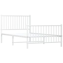 Berkfield Home Metal Bed Frame with Headboard & Footboard White 100x190 cm - thumbnail 4