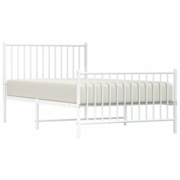 Berkfield Home Metal Bed Frame with Headboard & Footboard White 100x190 cm - thumbnail 3