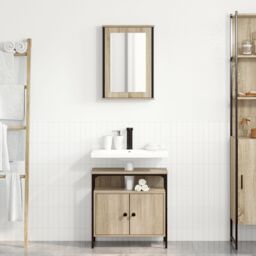 Berkfield Home 2 Piece Bathroom Cabinet Set Sonoma Oak Engineered Wood in Beige