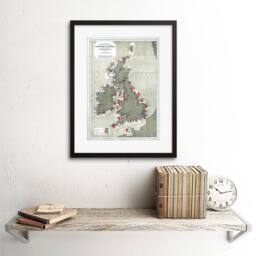 "Artery8 Map Antique 1884 Price Lighthouses Lightships British Isle Framed Art in Grey - Size: W12"" x H16""" - thumbnail 2