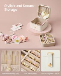 SONGMICS Portable Jewellery Box with Two Layers for Accessories in White - thumbnail 6