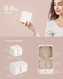 SONGMICS Portable Jewellery Box with Two Layers for Accessories in White - thumbnail 3