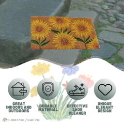 Marco Paul Yellow Coir Sunflower Nonslip Doormat 75x45cm - Size: Medium - thumbnail 9