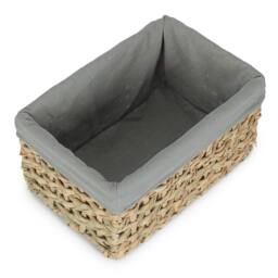 Red Hamper Thatch Grass Woven Storage Basket with Grey Cotton Lining - Size: Large - thumbnail 2