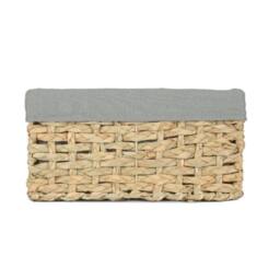 Red Hamper Thatch Grass Woven Storage Basket with Grey Cotton Lining - Size: Large - thumbnail 3