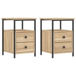 Berkfield Home Bedside Cabinets 2 pcs Sonoma Oak 34x35.5x50 cm Engineered Wood in Brown - thumbnail 2