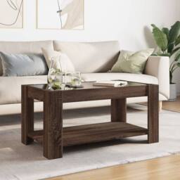 Berkfield Home Decorative Coffee Table with LED Brown Oak 93x53x45 cm Engineered Wood - Size: 93 x 53 x 45 cm - thumbnail 4