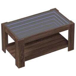 Berkfield Home Decorative Coffee Table with LED Brown Oak 93x53x45 cm Engineered Wood - Size: 93 x 53 x 45 cm - thumbnail 1