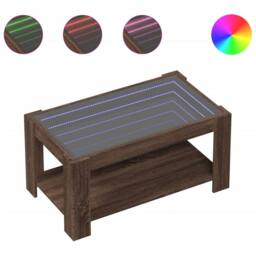 Berkfield Home Decorative Coffee Table with LED Brown Oak 93x53x45 cm Engineered Wood - Size: 93 x 53 x 45 cm - thumbnail 3