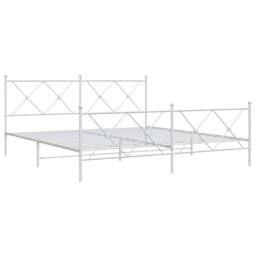 Berkfield Home Metal Bed Frame without Mattress with Footboard White 183x213cm - Size: 183x213 cm - thumbnail 3