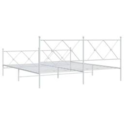Berkfield Home Metal Bed Frame without Mattress with Footboard White 183x213cm - Size: 183x213 cm - thumbnail 6
