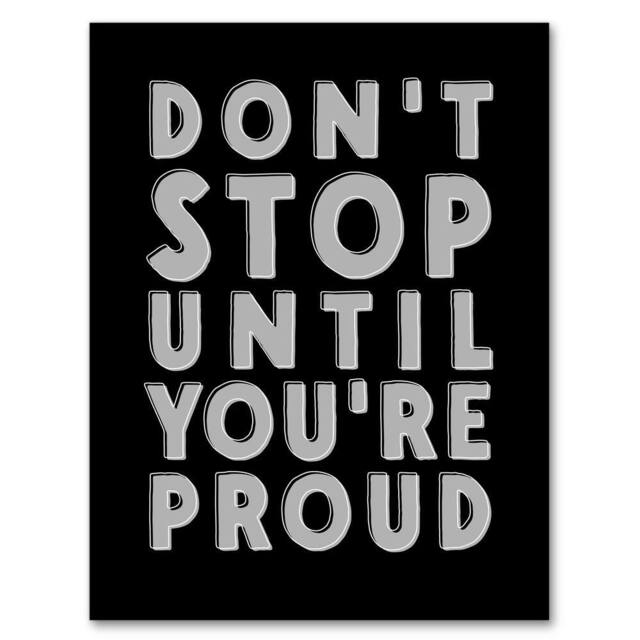Artery8 Don't Stop Until You Are Proud Bold Motivational Framed Wall Art Print in Black - Size: A4 - image 1