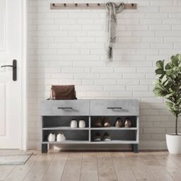Berkfield Home Shoe Bench Concrete Grey 102x35x55 cm Engineered Wood - Size: 102 x 35 x 55 cm