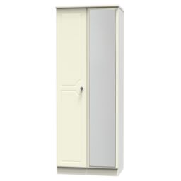 Ready Assembled 2 U Stirling Tall 2 Door Mirrored Wardrobe (Ready Assembled) in Cream - thumbnail 3