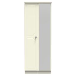 Ready Assembled 2 U Stirling Tall 2 Door Mirrored Wardrobe (Ready Assembled) in Cream - thumbnail 1
