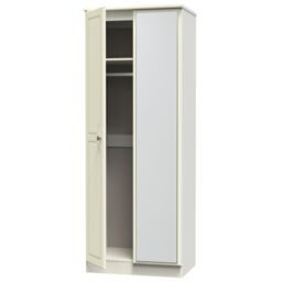 Ready Assembled 2 U Stirling Tall 2 Door Mirrored Wardrobe (Ready Assembled) in Cream - thumbnail 5