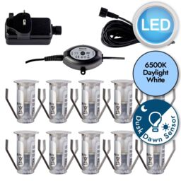 First Choice Lighting Set of 10 - 15mm IP67 Cool White LED Decking Kit with Photocell in Silver - thumbnail 6