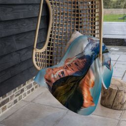 Benjamin Tate Design Fantastic evening panorama of Bachalp lake Designer Blanket in Natural - Size: 120 cm x 150 cm - thumbnail 3