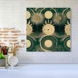 Warren Reed - Designer Green Moon & Sun Abstract Pattern Canvas - Size: w10 inch x h10 inch - thumbnail 2