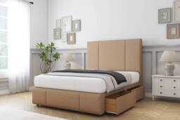 "Comfort Beds Arya Dumfries Divan Base 2 Drawers - 54"" Headboard-Footboard in Light Brown - Size: Small Double" - thumbnail 1