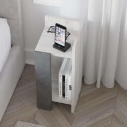 Decortie Elos 25cm Right-Side Bedside Cabinet with Drop-Down Door, Dark Oak - Size: 1 Pack - thumbnail 3