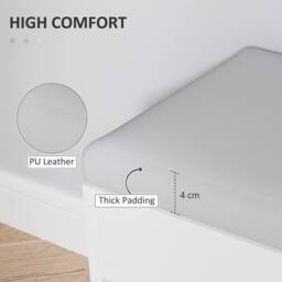 Wyld Haus Zima White Shoe Storage Bench Compartment Light Grey Padded Seat - thumbnail 4