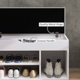Wyld Haus Zima White Shoe Storage Bench Compartment Light Grey Padded Seat - thumbnail 6