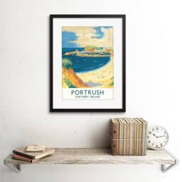 "Artery8 Beach Coast Harbour Portrush Northern Ireland 12x16"" Framed Art Print in Blue - Size: W12"" x H16""" - thumbnail 2