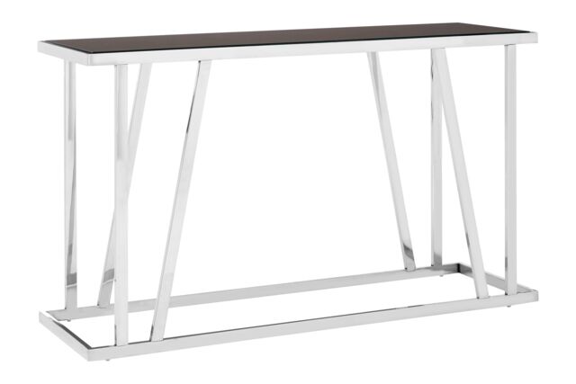 Orsina Sturdy Console Table With Black Glass Top, Durable Storage Console Table, Elegant Console Table For Hallway in Silver - image 1
