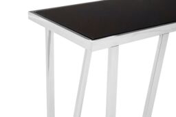Orsina Sturdy Console Table With Black Glass Top, Durable Storage Console Table, Elegant Console Table For Hallway in Silver - thumbnail 3