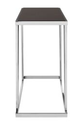 Orsina Sturdy Console Table With Black Glass Top, Durable Storage Console Table, Elegant Console Table For Hallway in Silver - thumbnail 2
