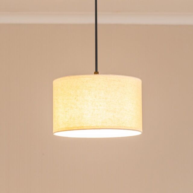 ValueLights Eva Natural Linen Fabric Ceiling Floor Table Small Drum Lamp Shade in White - image 1