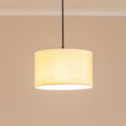 ValueLights Eva Natural Linen Fabric Ceiling Floor Table Small Drum Lamp Shade in White - thumbnail 1