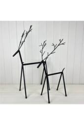 KDMD Black Metal Set of Two Reindeer Decorations Boxed - thumbnail 2