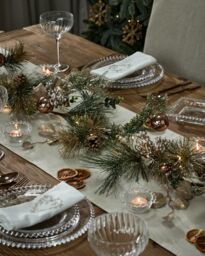 Dibor Golden Glow Pre-Lit Xmas Table Decoration Christmas Garland 1.5m - Size: Large