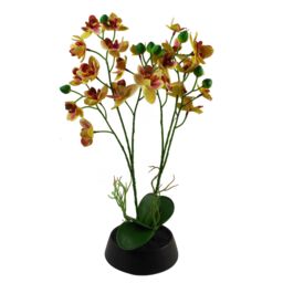 Leaf 43cm Large Pink Yellow Artificial Orchid in Ceramic Planter - thumbnail 4