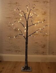 Marco Paul Christmas Twig Tree Decoration Outdoor LED Light Snow Effect Xmas 120cm Garden in Brown - thumbnail 2