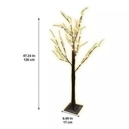 Marco Paul Christmas Twig Tree Decoration Outdoor LED Light Snow Effect Xmas 120cm Garden in Brown - thumbnail 3