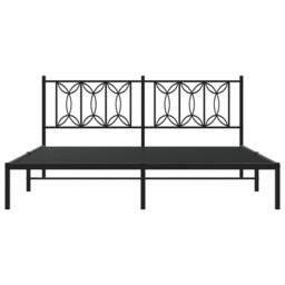 Berkfield Home Metal Bed Frame without Mattress with Headboard Black 183x213cm - Size: 183x213 cm - thumbnail 4