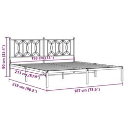 Berkfield Home Metal Bed Frame without Mattress with Headboard Black 183x213cm - Size: 183x213 cm - thumbnail 8