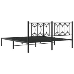 Berkfield Home Metal Bed Frame without Mattress with Headboard Black 183x213cm - Size: 183x213 cm - thumbnail 6