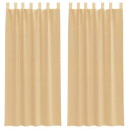 Berkfield Home Voile Curtains with Rod Pockets 2 pcs Sand in Light Tan - thumbnail 1