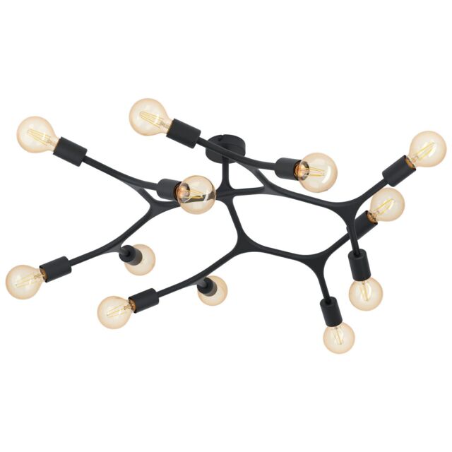 Loops Flush 12 Bulb Ceiling Light Colour Black Arms & Lamp Holders Bulb E27 12x60W - image 1