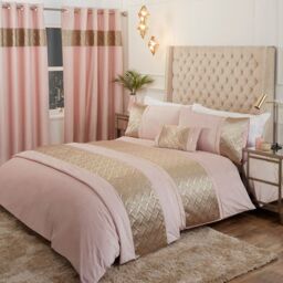 Rapport Home Capri Polycotton Duvet Cover Set With Pillowcase in Dusty Pink - Size: Super King - thumbnail 1