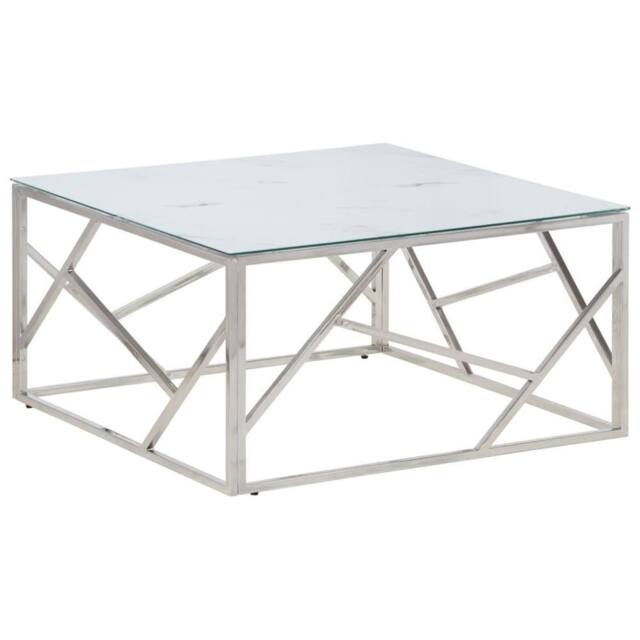 Berkfield Home Coffee Table Silver Stainless Steel & Tempered Glass - image 1