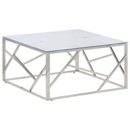 Berkfield Home Coffee Table Silver Stainless Steel & Tempered Glass