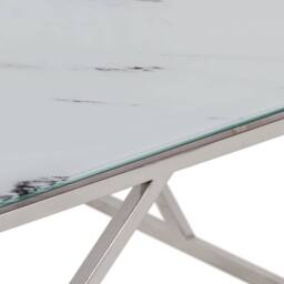 Berkfield Home Coffee Table Silver Stainless Steel & Tempered Glass - thumbnail 7