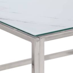 Berkfield Home Coffee Table Silver Stainless Steel & Tempered Glass - thumbnail 5