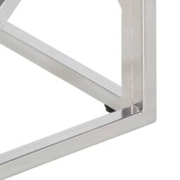 Berkfield Home Coffee Table Silver Stainless Steel & Tempered Glass - thumbnail 6
