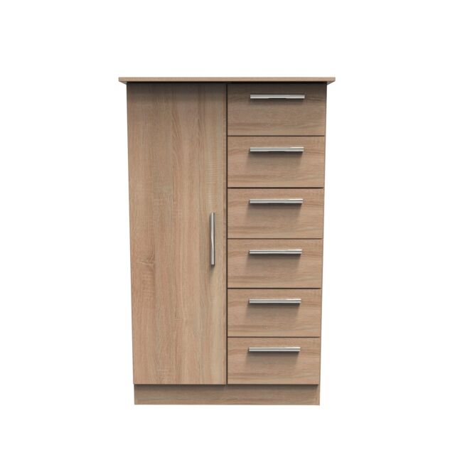 Ready Assembled 2 U Trent 1 Door 5 Drawer Childrens Wardrobe (Ready Assembled) in Light Oak - image 1